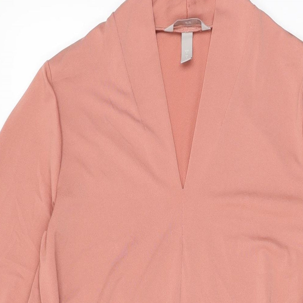 H&M Womens Pink Polyester Shift Size S V-Neck Pullover