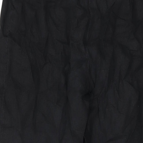 Phase Eight Womens Black Linen Trousers Size 10 L29 in Regular Zip