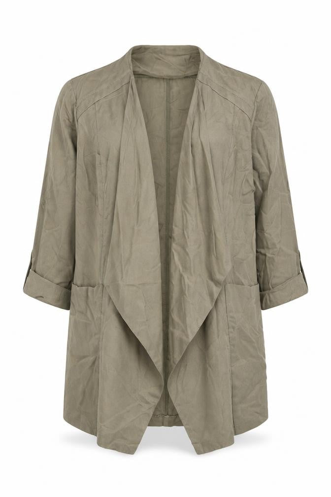 Front view of Marks & Spencer women’s green jacket, size UK 14