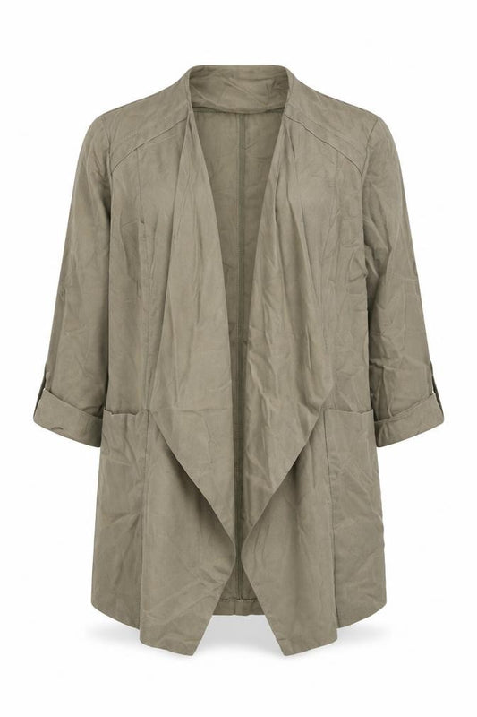 Front view of Marks & Spencer women’s green jacket, size UK 14