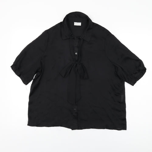 VILA Womens Black Polyester Basic Button-Up Size 6 Collared