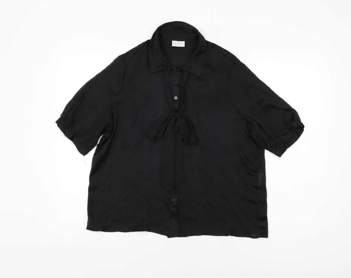 VILA Womens Black Polyester Basic Button-Up Size 6 Collared
