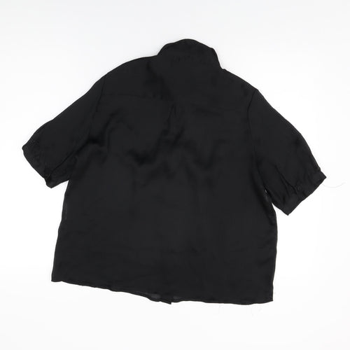 VILA Womens Black Polyester Basic Button-Up Size 6 Collared