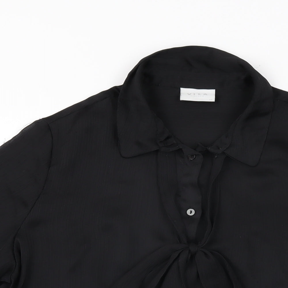 VILA Womens Black Polyester Basic Button-Up Size 6 Collared