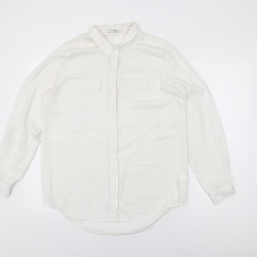 NEXT Womens White Polyester Basic Button-Up Size 14 Collared