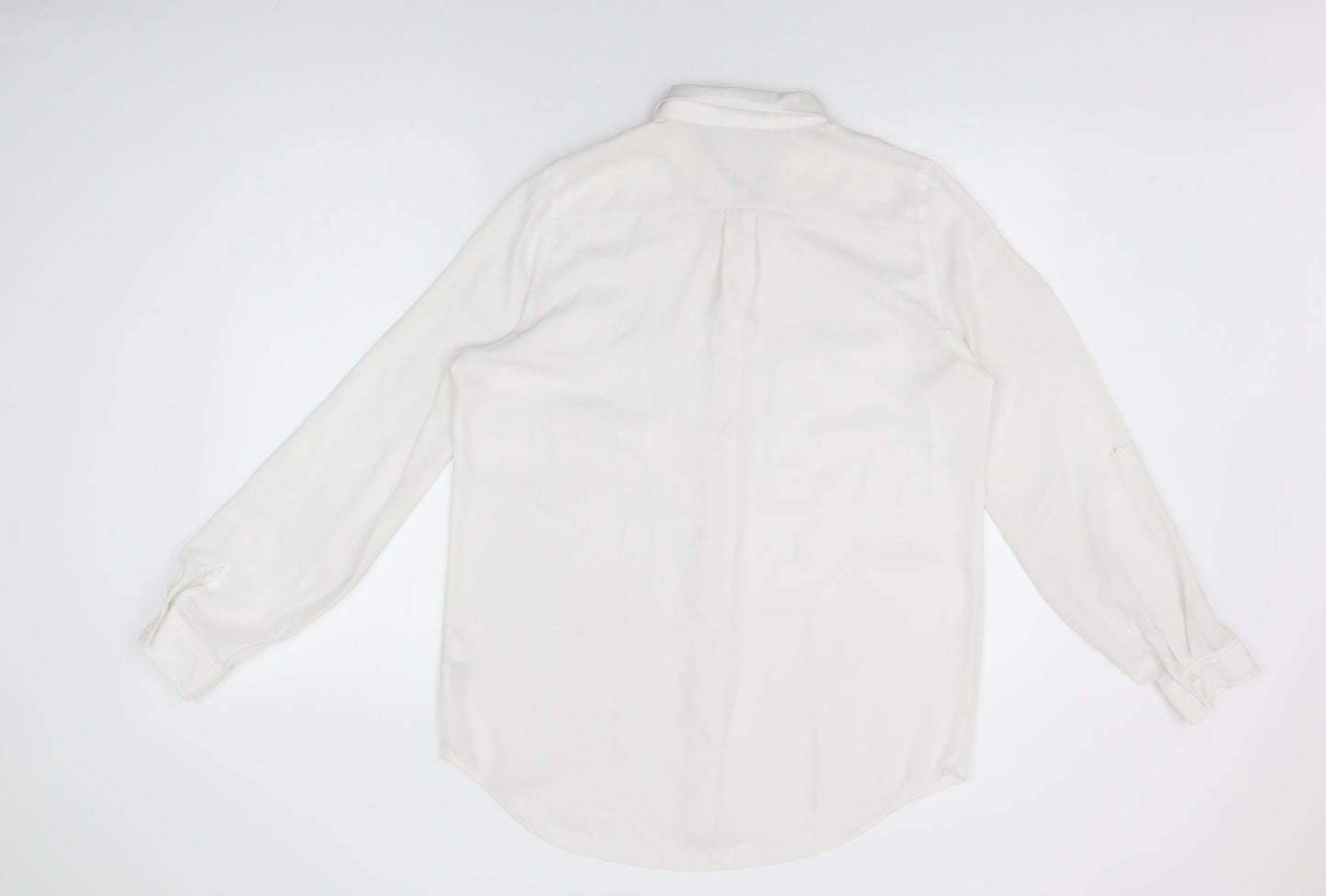 NEXT Womens White Polyester Basic Button-Up Size 14 Collared