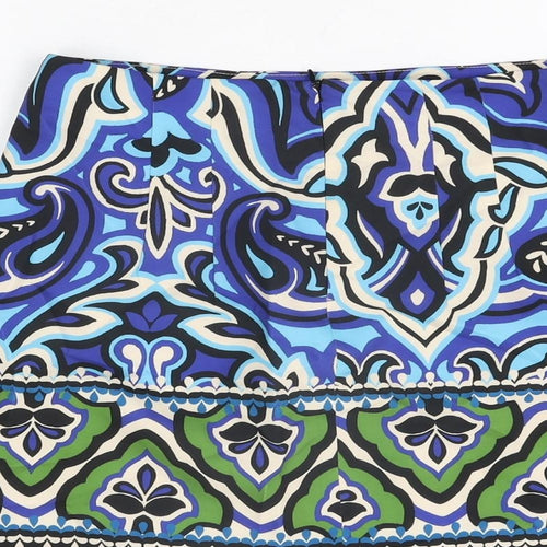 Zara Womens Multicoloured Geometric Polyester Mini Skirt Size S Zip