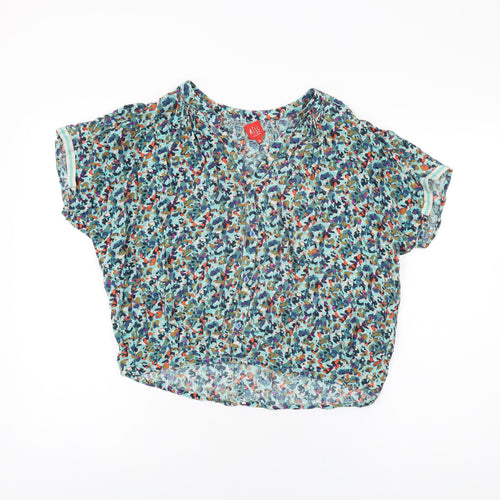 Miss Womens Multicoloured Geometric Viscose Basic T-Shirt Size 10 V-Neck