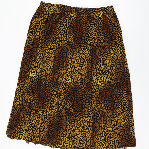 House of Fraser Womens Black Animal Print Polyester Swing Skirt Size 20