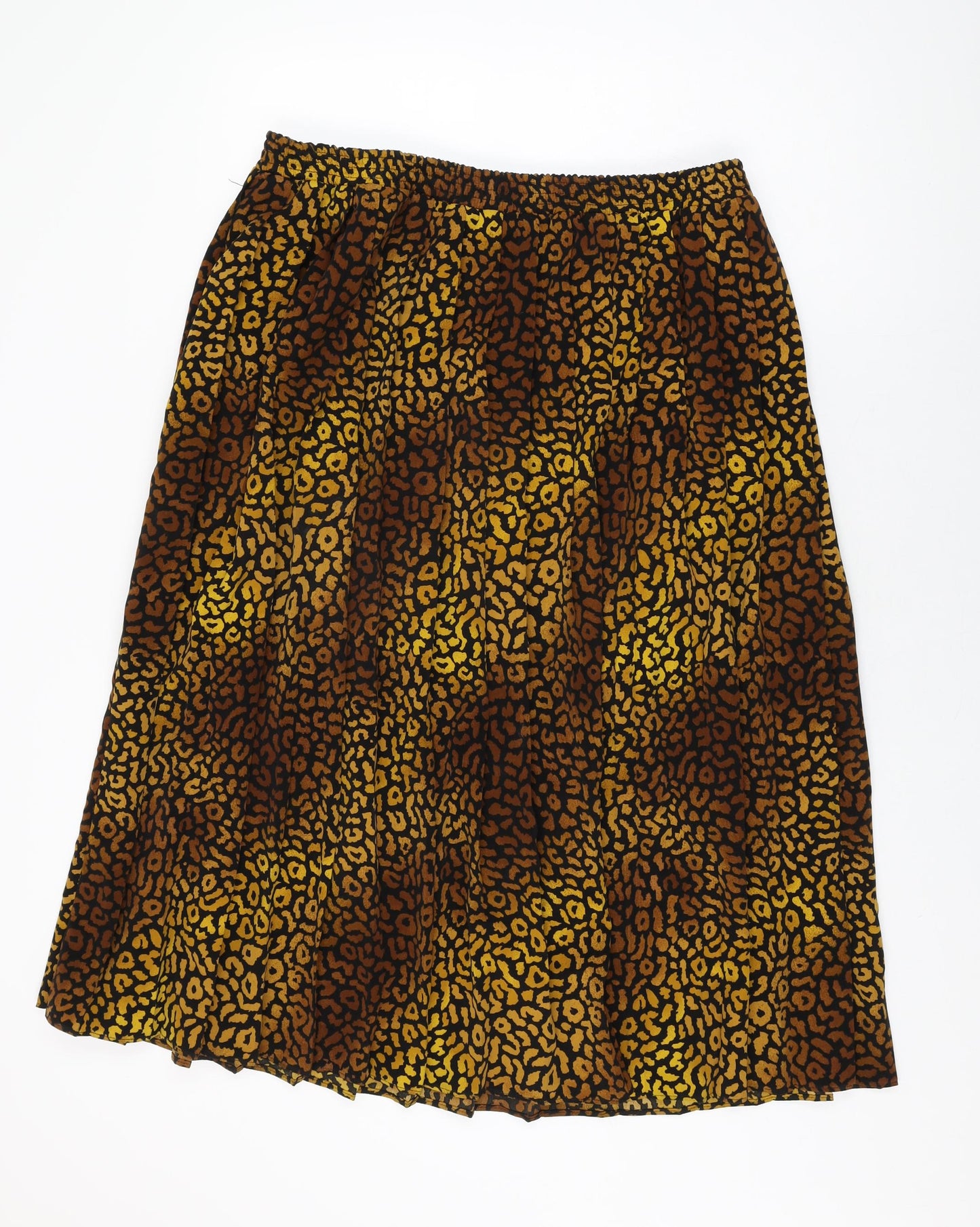 House of Fraser Womens Black Animal Print Polyester Swing Skirt Size 20