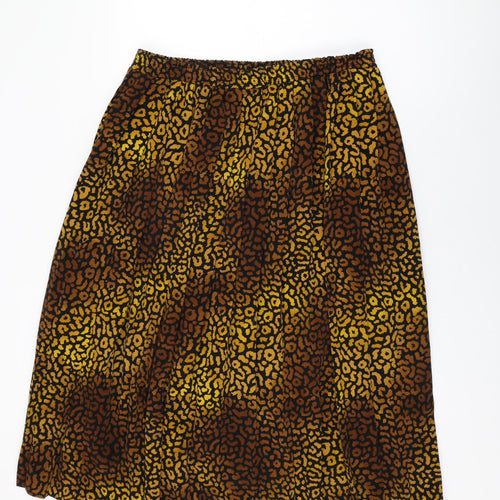 House of Fraser Womens Black Animal Print Polyester Swing Skirt Size 20
