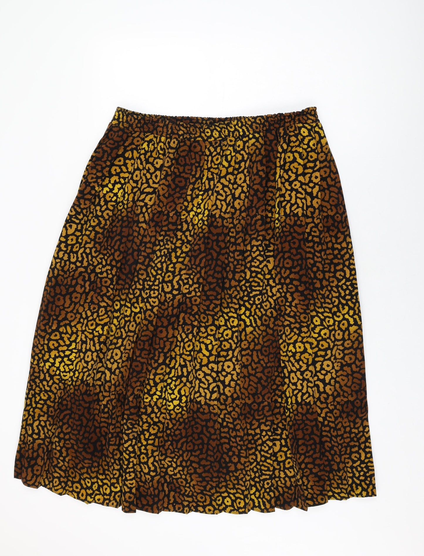 House of Fraser Womens Black Animal Print Polyester Swing Skirt Size 20