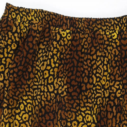 House of Fraser Womens Black Animal Print Polyester Swing Skirt Size 20