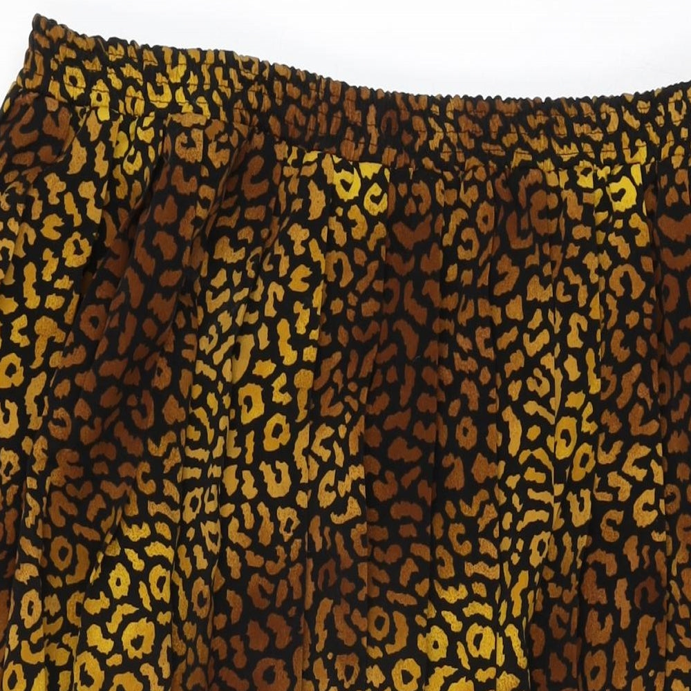House of Fraser Womens Black Animal Print Polyester Swing Skirt Size 20