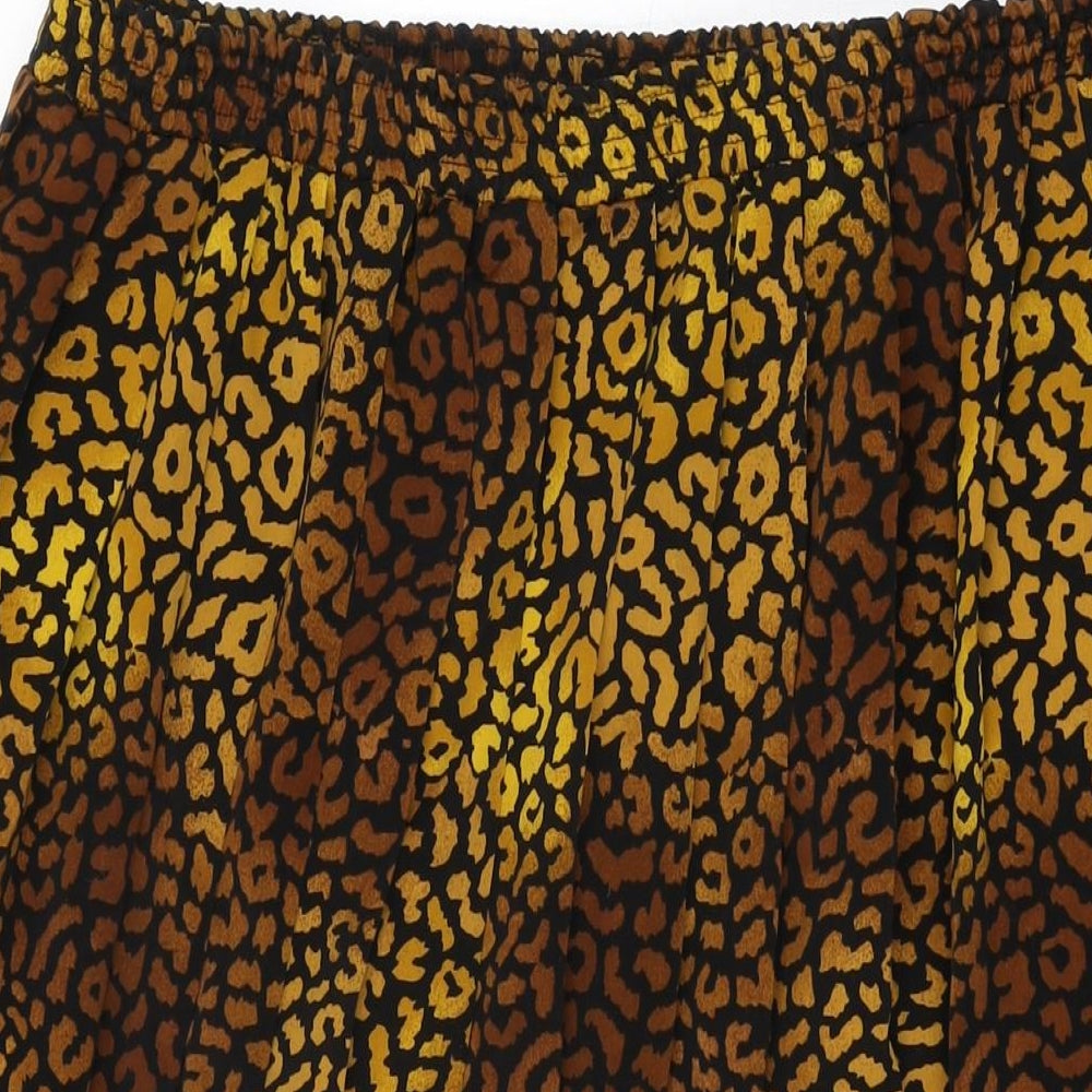 House of Fraser Womens Black Animal Print Polyester Swing Skirt Size 20