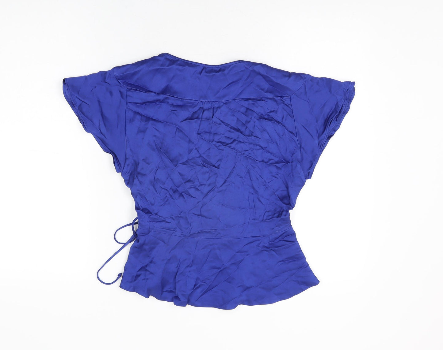 Zara Womens Blue Viscose Wrap Blouse Size M V-Neck