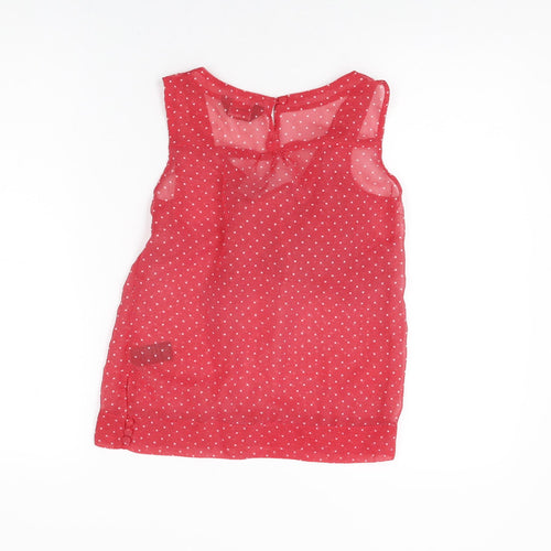 Miss Selfridge Womens Red Polka Dot Polyester Basic Blouse Size 6 Square Neck