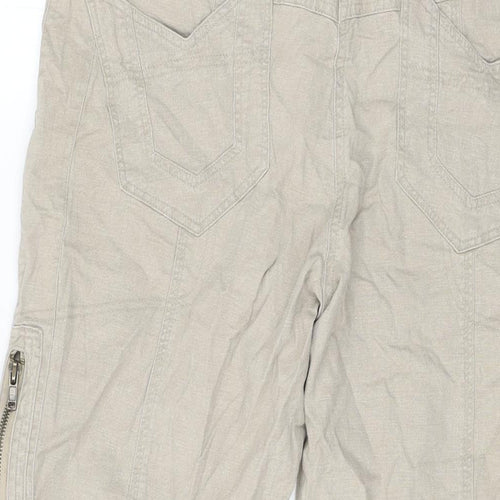 Pilot Womens Beige Linen Trousers Size 10 L23 in Regular Zip