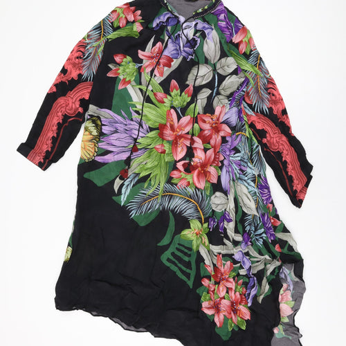 Sapphire Womens Black Floral Viscose Shift Size XS V-Neck Pullover