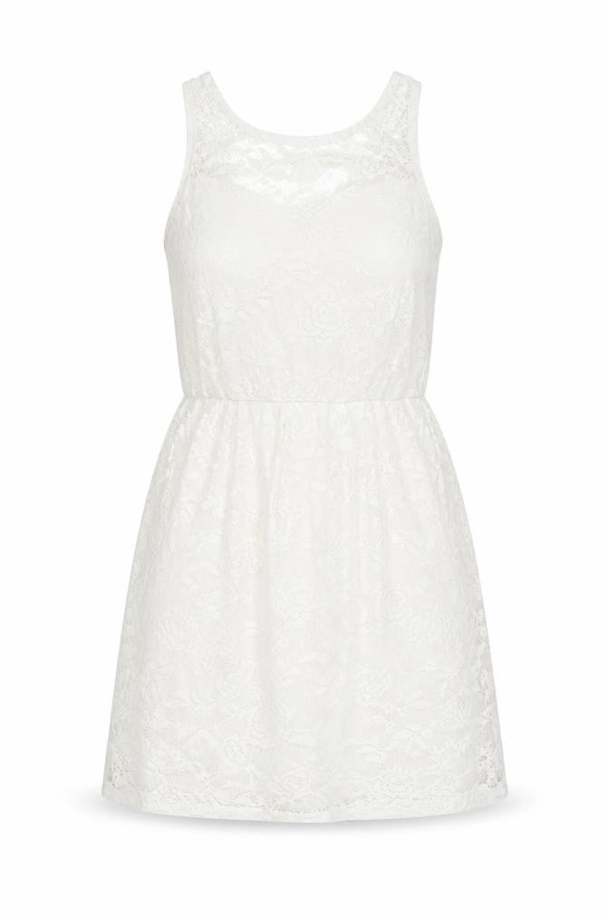 Dorothy Perkins Womens White Floral Polyester Skater Dress Size 8 Round Neck Pullover