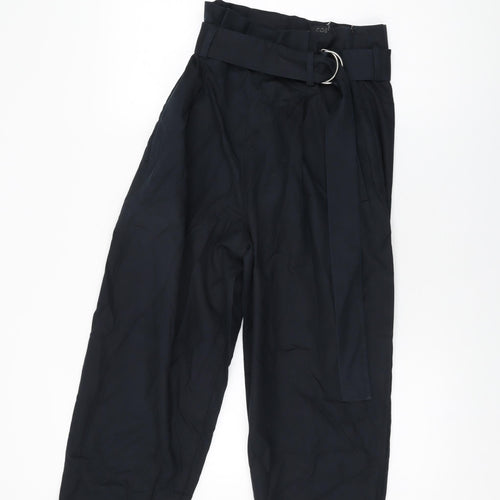 COS Womens Black Cotton Trousers Size 8 L24 in Regular Zip