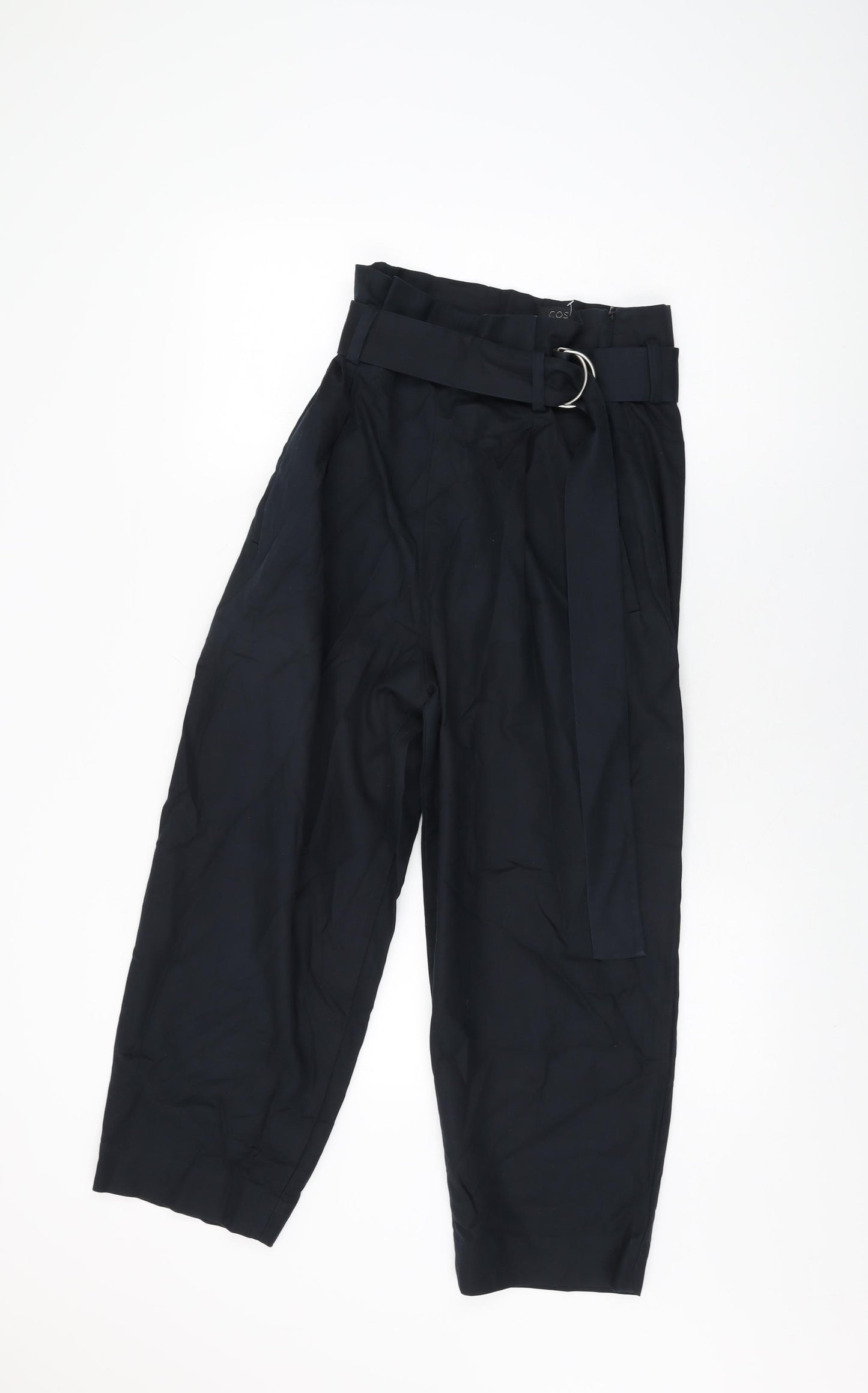 COS Womens Black Cotton Trousers Size 8 L24 in Regular Zip