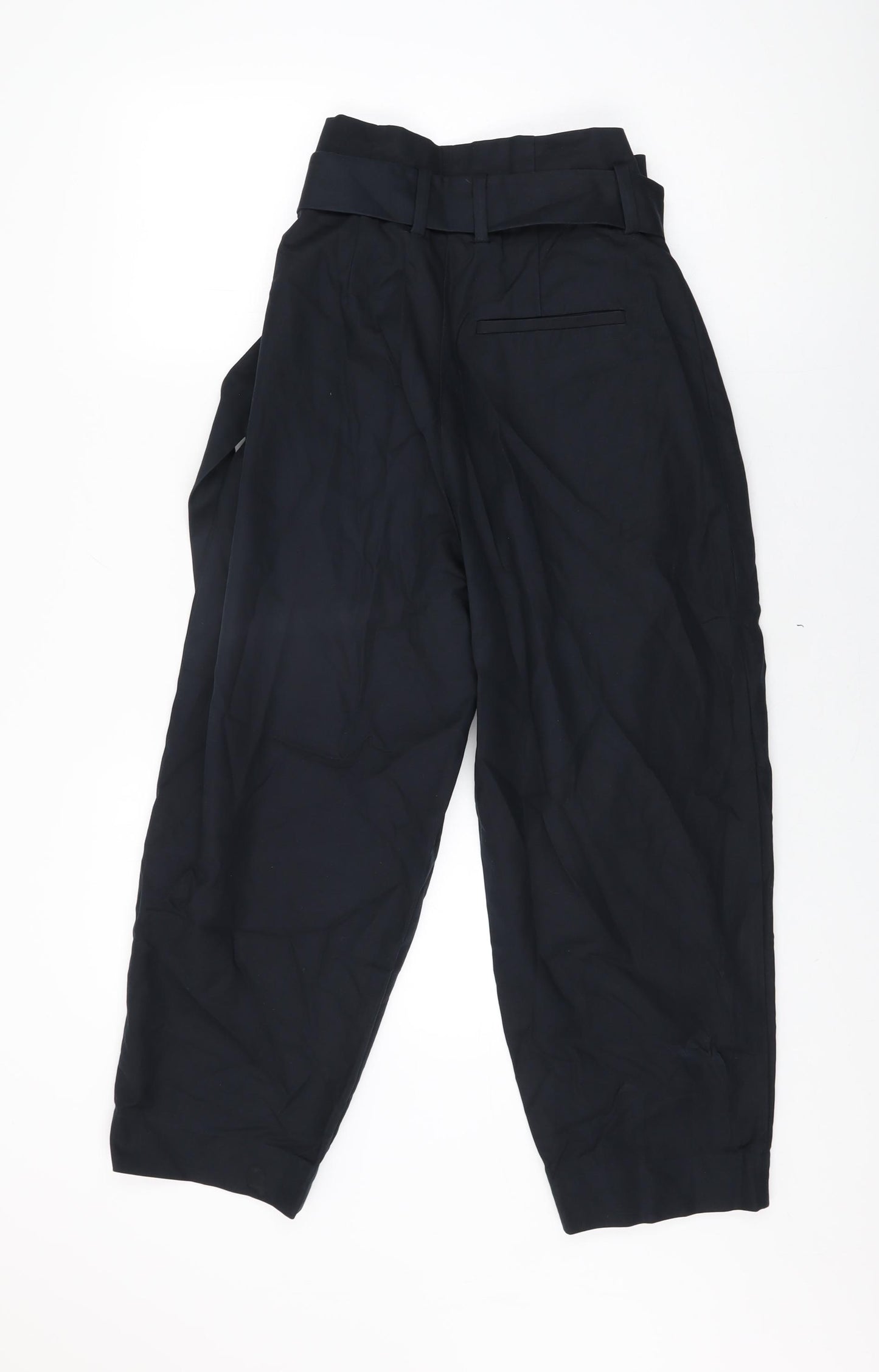 COS Womens Black Cotton Trousers Size 8 L24 in Regular Zip
