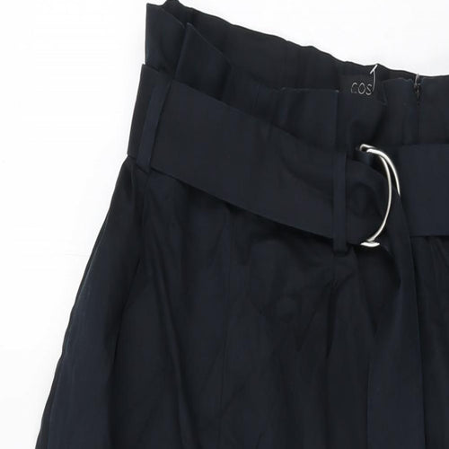 COS Womens Black Cotton Trousers Size 8 L24 in Regular Zip