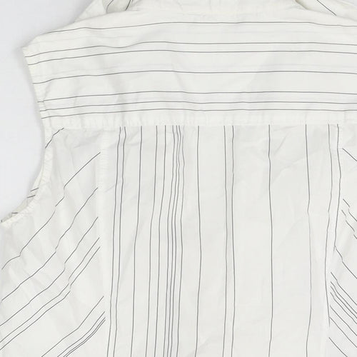 Betty Barclay Womens White Striped Cotton Basic T-Shirt Size 14 Collared