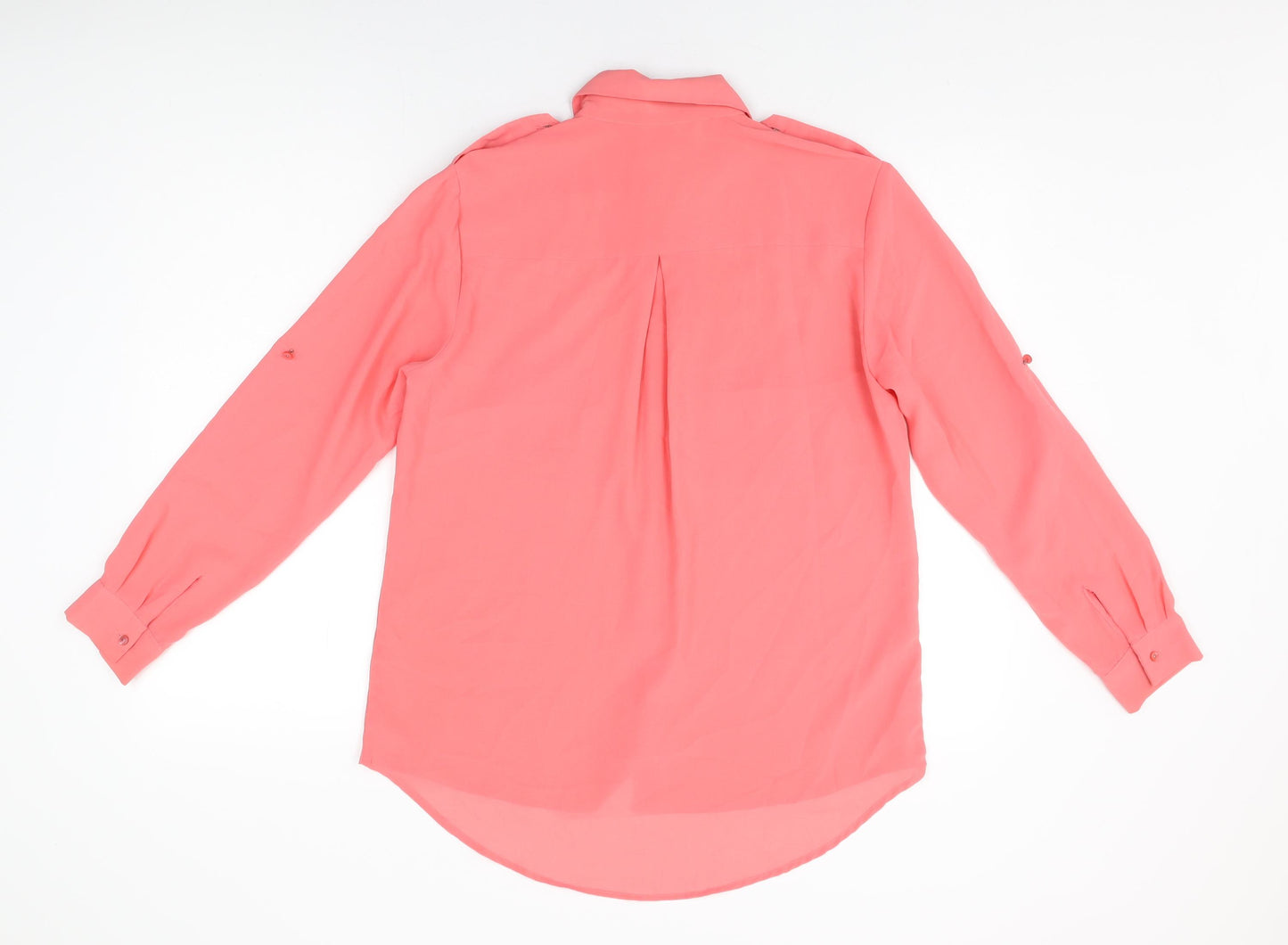 Internacionale Womens Pink Polyester Basic Button-Up Size 8 Collared