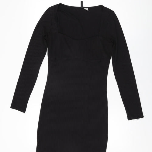 H&M Womens Black Polyester Bodycon Size M Sweetheart Pullover