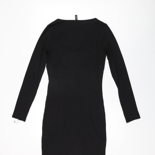 H&M Womens Black Polyester Bodycon Size M Sweetheart Pullover