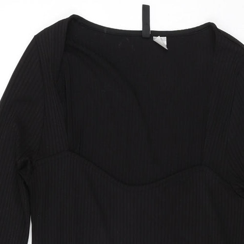 H&M Womens Black Polyester Bodycon Size M Sweetheart Pullover
