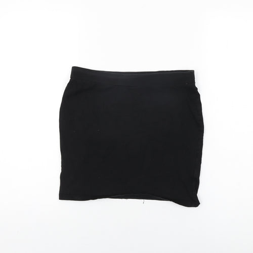 M&Co Girls Black Cotton Mini Skirt Size 14 Years Regular Pull On