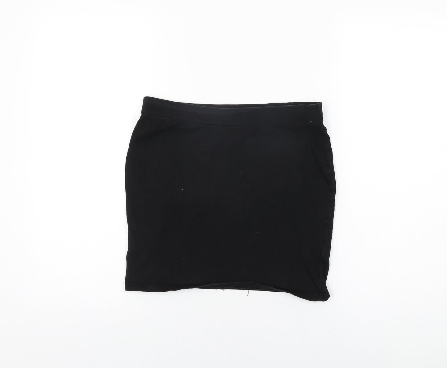 M&Co Girls Black Cotton Mini Skirt Size 14 Years Regular Pull On