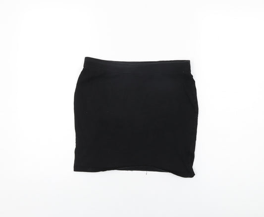 M&Co Girls Black Cotton Mini Skirt Size 14 Years Regular Pull On