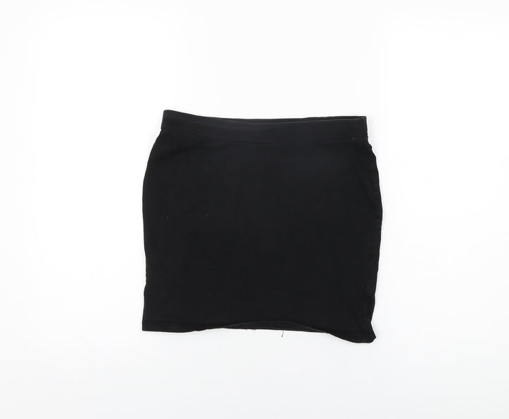 M&Co Girls Black Cotton Mini Skirt Size 14 Years Regular Pull On