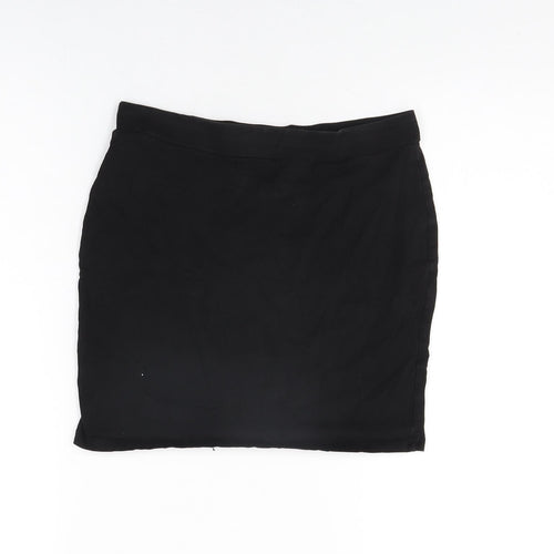 M&Co Girls Black Cotton Mini Skirt Size 14 Years Regular Pull On