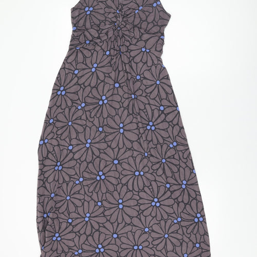 Boden Womens Grey Floral Viscose Shift Size 12 V-Neck Pullover