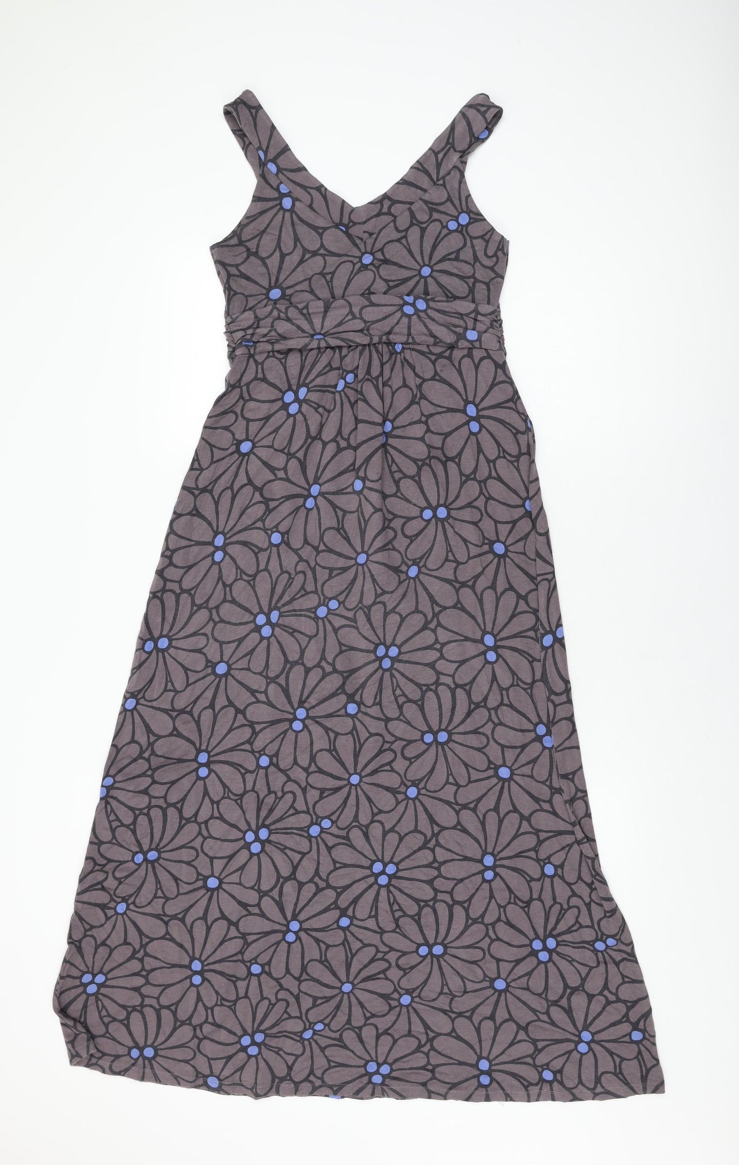 Boden Womens Grey Floral Viscose Shift Size 12 V-Neck Pullover