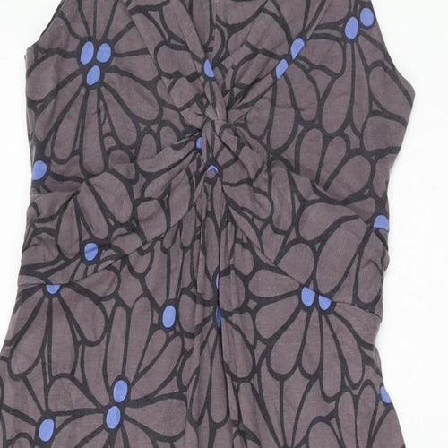 Boden Womens Grey Floral Viscose Shift Size 12 V-Neck Pullover