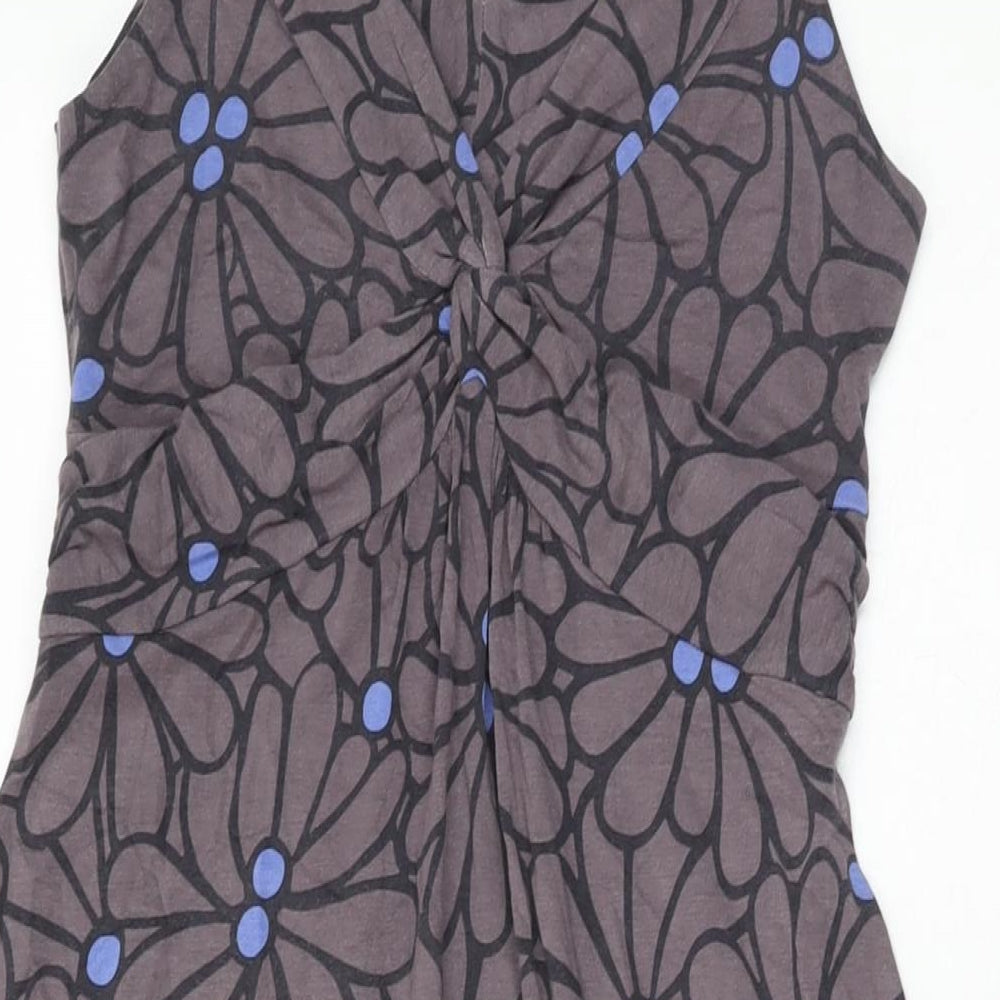 Boden Womens Grey Floral Viscose Shift Size 12 V-Neck Pullover
