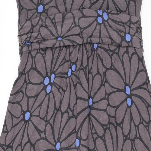 Boden Womens Grey Floral Viscose Shift Size 12 V-Neck Pullover