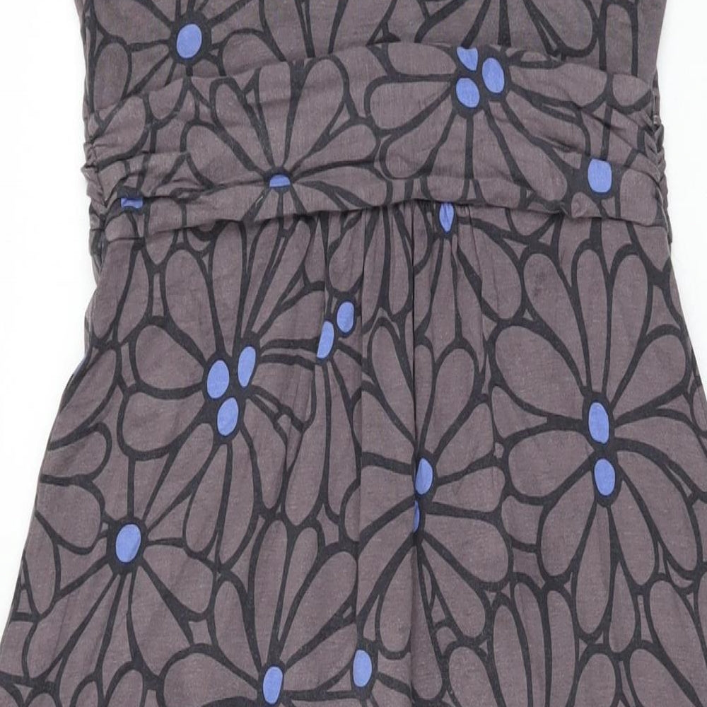 Boden Womens Grey Floral Viscose Shift Size 12 V-Neck Pullover
