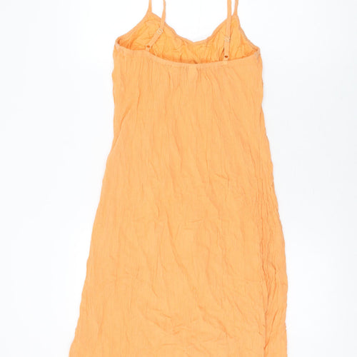 BHS Womens Orange Cotton Shift Size 10 V-Neck Pullover