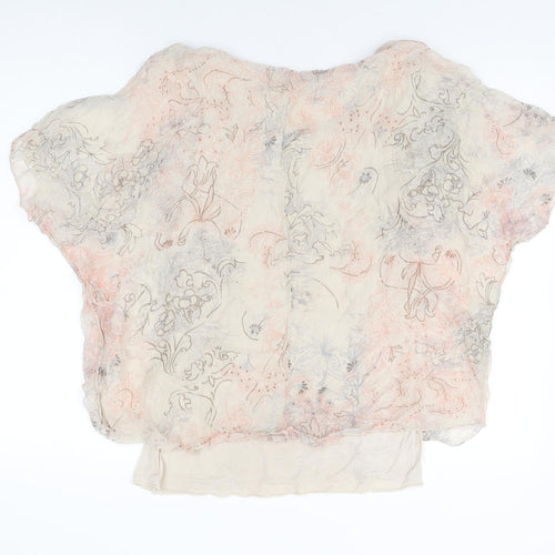 Modissima Womens Beige Floral Polyester Basic Blouse Size L Round Neck