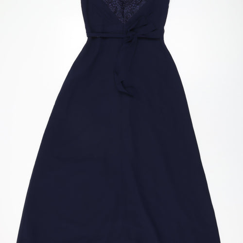Monsoon Womens Blue Polyester Maxi Size 8 V-Neck Zip