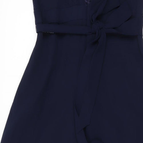 Monsoon Womens Blue Polyester Maxi Size 8 V-Neck Zip