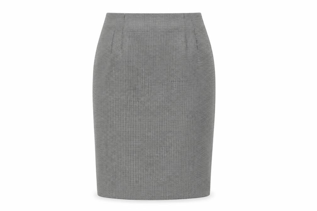 Marks and Spencer Womens Grey Geometric Polyester Straight & Pencil Skirt Size 14 Zip - Houndstooth