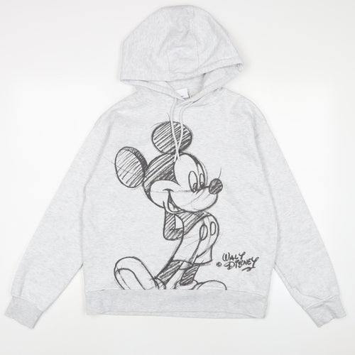 DISNEY' Womens Grey Cotton Pullover Hoodie Size XS Pullover